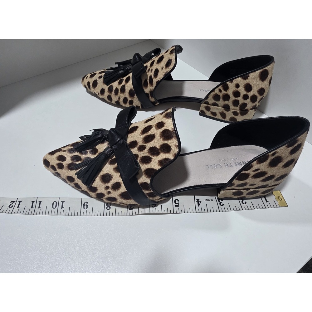 Kenneth Cole New York Leopard Calf Hair D'Orsay Flats Tassel Bow Women's Size 9M - Picture 11 of 11